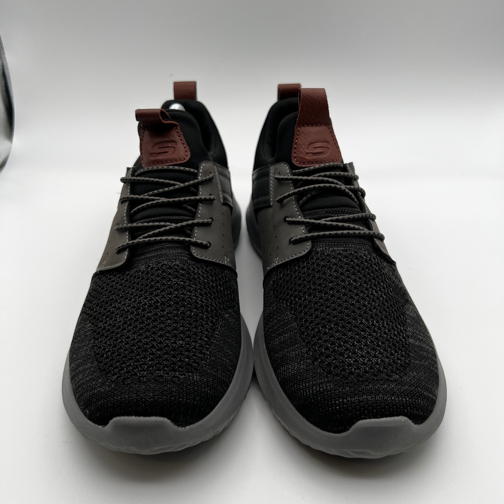 Skechers Mens 9.5 Black Gray Classic Fit Air Cooled Memory Foam Casual Sneakers - Picture 5 of 9